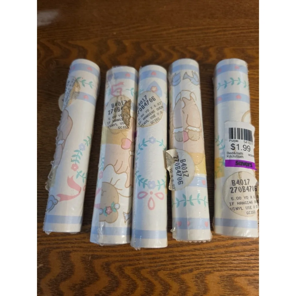 Nos 5 Rolls (5yd By 6.83inch) Prepasted baby girl bear wallpaper border Vintage